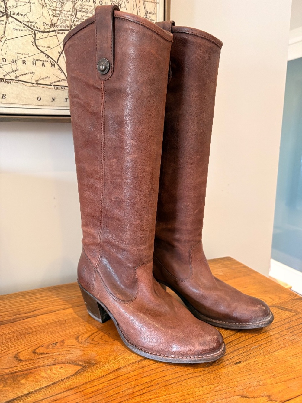 Frye Tall Riding Cognac Colour Boots Women's size 6.5